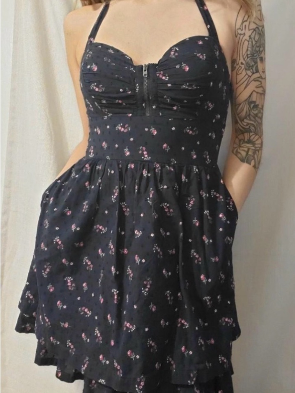 Guess black Sundress with Pink Accents